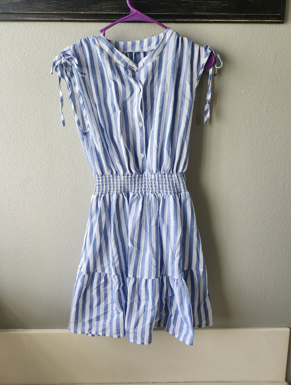 Blue and White Striped Womens Linen Dress